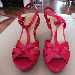 Womens red wedge shoes, size 8